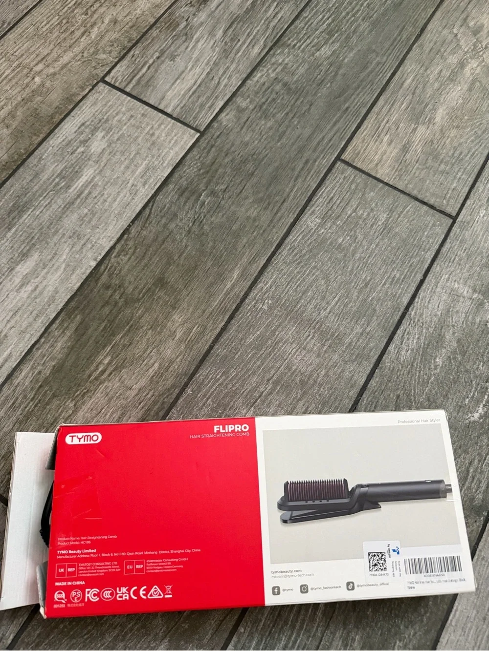 NIB TYMO Flat Iron Hair Straightener Brush 2 In 1, 200M Ions Hair Straightener